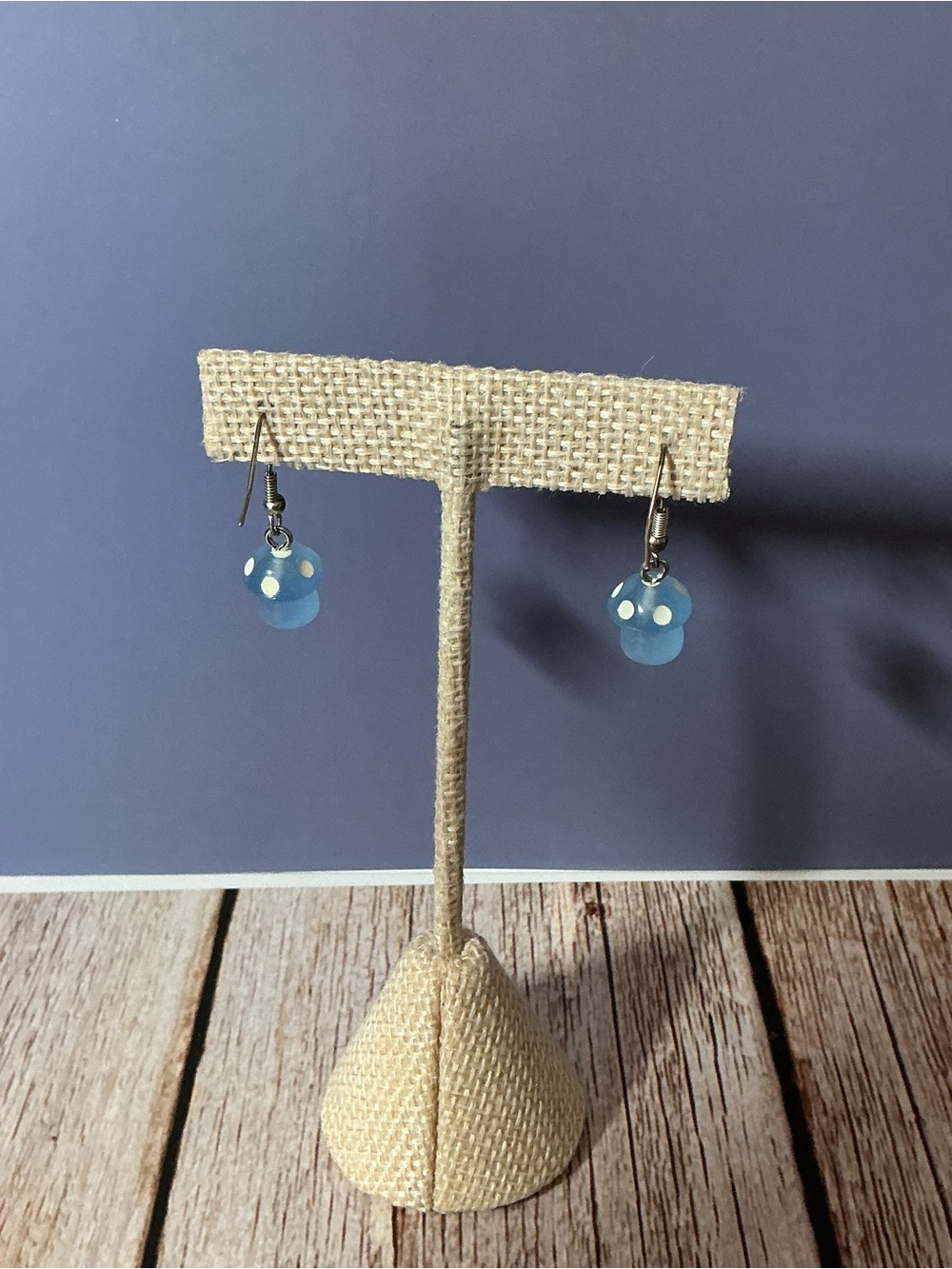 Glow in the Dark Light Blue Mini Mushroom Earrings